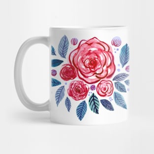 Spring roses bouquet - red and indigo Mug